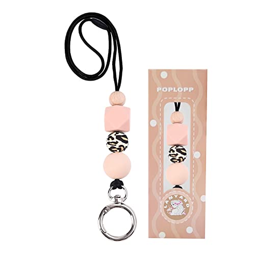 Teacher Lanyards for ID Badges and Keys, Cute Silicone Beaded Lanyard for Women Nurse Employees Students