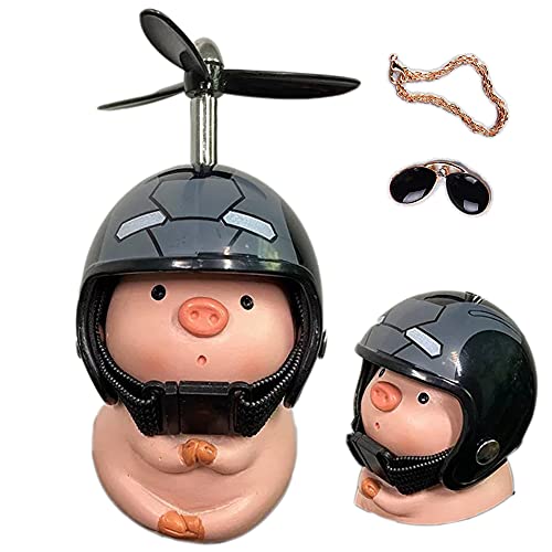 ACEDOAMARE Ceramic bamboocopter Headgear Cute Pink Pig Bicycle Motorcycle Motorbike Handle car Center Console Interior Decoration Accessories for Children and Adults (Black Iron Man)