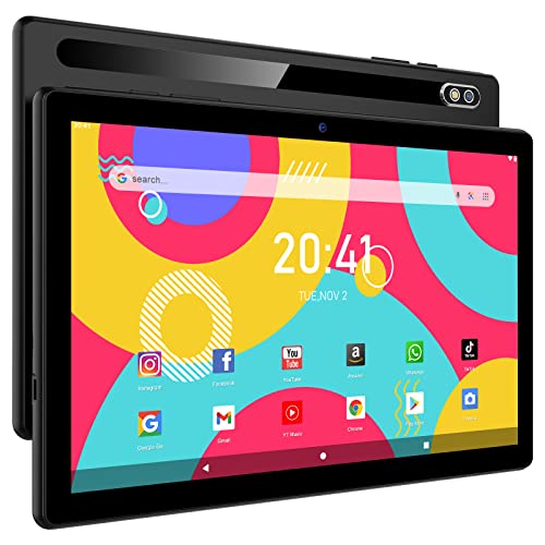Android Tablet 10 inch, 10 inch Tablet, Android 10.0 OS, 2GB 32GB + 128GB, Quad Core Processor, 1280×800 HD IPS Screen, 2MP+8MP Dual Camera & Speaker, WiFi, Bluetooth, USB Type C, 6000mAh (Black)