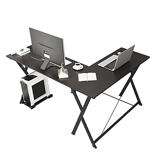 DlandHome L Shaped Computer Desk Corner Desk Office Table Writing Desk Computer Workstation – Black