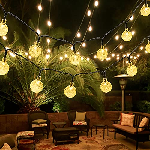 Kitmose Solar String Lights Outdoor Patio Lights,8 Modes 22 FT Christmas Fairy Lights Hanging Lights 50 LED for Balcony Backyard Porch,Solar Powered Auto On/Off (Warm White)