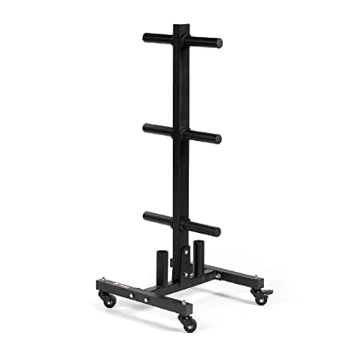 Titan Fitness Portable Olympic Plate and Barbell Storage Tree, 1,000 LB Capacity, Locking Caster Wheels