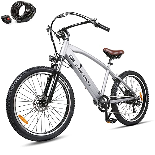 NAKTO Electric Bike 500W Ebike 26” Electric Bicycle, 35MPH Adults Electric Mountain Bike with Removable 48v10ah Battery, Professional 6 Speed Gears,3 Riding Modes and Cruise Control Function