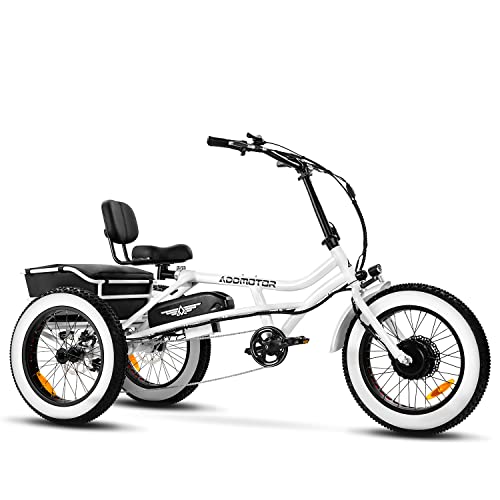 ADDMOTOR Electric Trike Adults, 85MI, 20×4 Fat Tire 3 Wheel Electric Bicycle, 750W 48V 20Ah Removable Samsung Cell Battery UL Certified, M-360 Semi-Recumbent Electric Tricycle 350lbs for Seniors