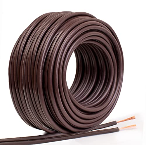 16 Gauge Low Voltage Landscape Lighting Wire,50 feet Outdoor Use Direct Burial Electrical SPT-2 Brown Wire OLYMSTAR