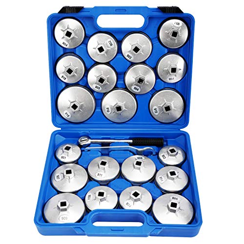 BTSHUB 23pcs Aluminum Alloy Cup Type Oil Filter Cap Wrench Socket Removal Tool Set 1/2″dr 65mm-101mm
