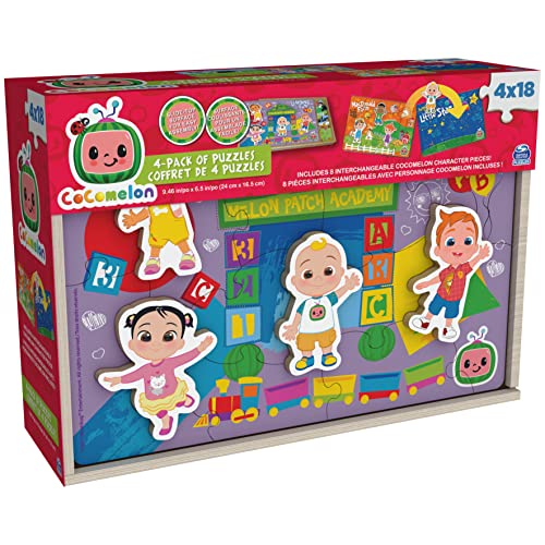 CoComelon, 4-Pack Wooden Puzzles, 18-Pieces Each Jigsaw Toy Gift Set with Interchangeable Characters, for Kids Ages 3 and up | The Storepaperoomates Retail Market - Fast Affordable Shopping
