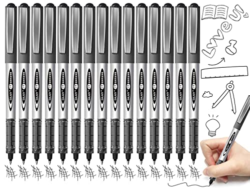 Vitoler 15 Pieces Roller Ball Pens, Quick Dry Black Ink Pens, 0.5mm Extra Fine Point Pens Liquid Ink Pens for Writing Journaling Taking Notes School Office Use