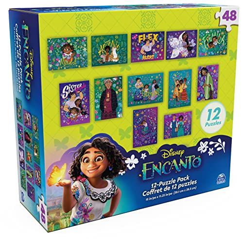Disney Encanto, 12 Jigsaw 48-Piece Puzzle Pack Easy Quick Cartoon New Colombia-Themed Musical Movie Characters, for Kids Aged 4 and up