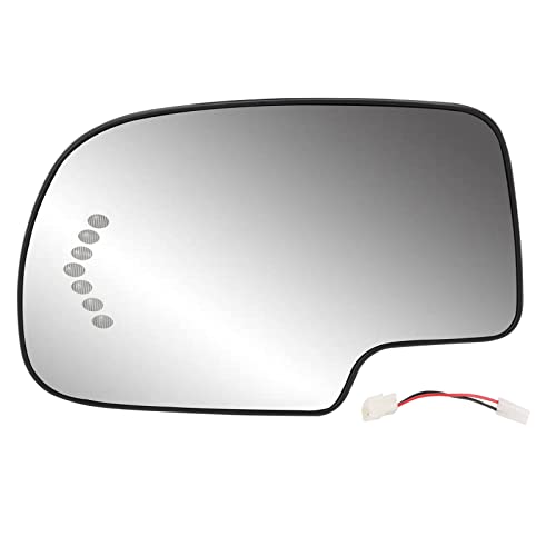 Driver Side Heated Mirror Glass Replacement for 2003-2007 Cadillac Escalade, Chevrolet Avalanche, Silverado, Suburban, Tahoe, GMC Sierra, Yukon – Exterior Side View Convex Mirror with Turn Signal