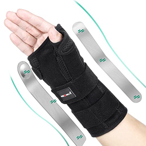 NEENCA Wrist Support Brace, Adjustable Night Sleep Hand Support Brace with Splints, Palm Wrist Orthopedic Brace with Thumb – Professional for Carpal Tunnel, Relieve and Treat Wrist Pain or Injuries