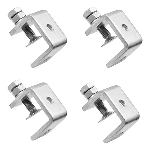Elesunory 4Pcs Stainless Steel C Clamp- C Clamps Heavy Duty- Metal Mini Clamps With Screws for Woodworking Welding Building- Adjustable Wide Jaw Opening C Clamp