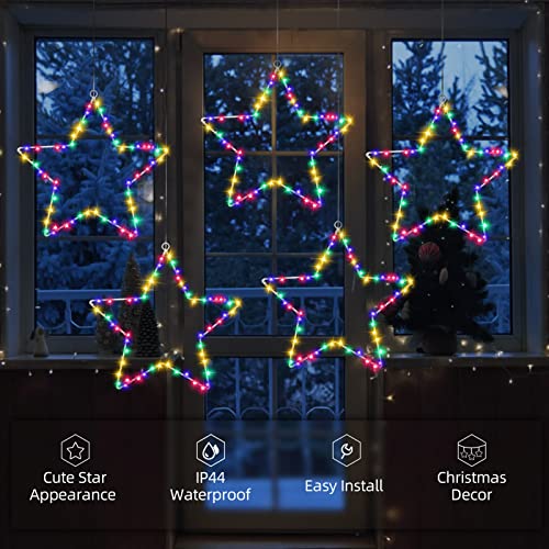 Litake Christmas Window Star Lights, 5 Pack Battery Operated Christmas Window Lights Decorations with Timer and Remote, 8 Lighting Modes Hanging Star Lights for Window Decor, Porch, Indoor | The Storepaperoomates Retail Market - Fast Affordable Shopping