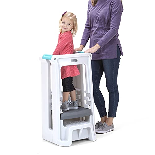 Simplay3 Toddler Tower Childrens Step Stool with Three Adjustable Heights, White