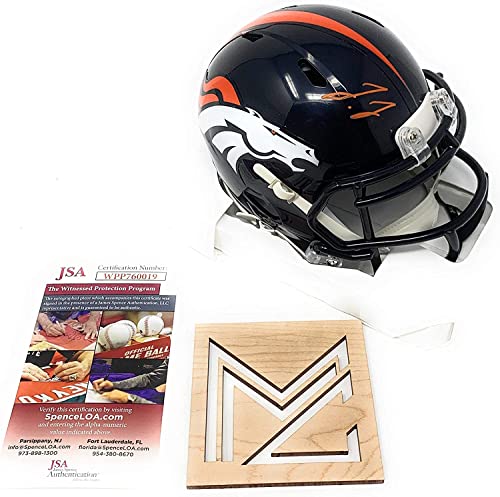 Jerry Jeudy Denver Broncos Signed Autograph Speed Mini Helmet Orange Ink JSA Witnessed Certified