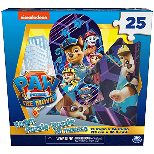 PAW Patrol: The Movie, 25-Piece Jigsaw Oval Foam Squishy Puzzle Chase Skye Marshall Rubble, for Kids Ages 4 and up