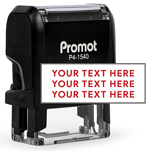 Promot Custom Stamp Up to 3 Lines of Personalized Text – Choose Font, Color, Pad, Self-Inking Personalized Stamp, Custom Stamp for Return Address & Mailing Address, Office Stamps, Ink Stamps – Small