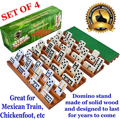 Queensell Domino Racks for Classic Board Games – Wooden Domino Holders Set of 4 – Mexican Train Dominoes Accessories – Domino Trays for Tiles Family Games | The Storepaperoomates Retail Market - Fast Affordable Shopping