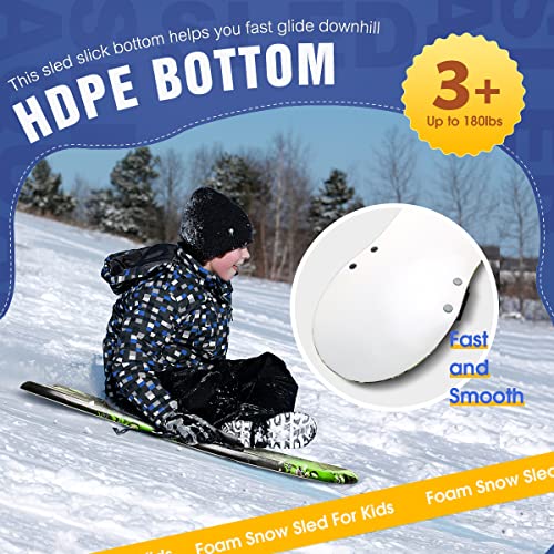 AQUARM Foam Snow Sled for Kids with 2 Sturdy Soft Handles & Slick Bottom, Toboggan Perfect for 3+ Years Old Boys Girls Winter Outdoor Sport Fun (36 inch) | The Storepaperoomates Retail Market - Fast Affordable Shopping