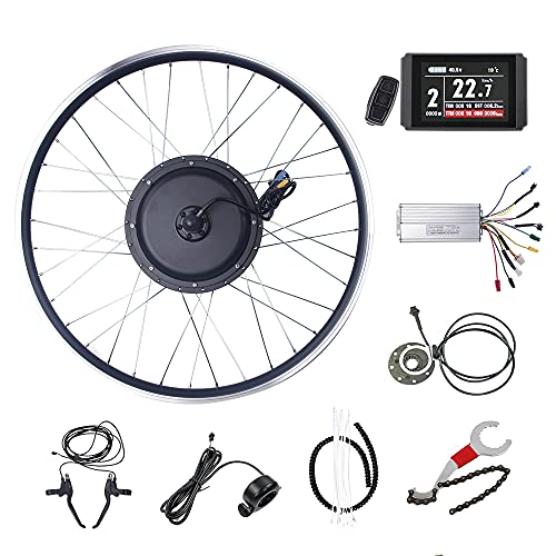LECHEN Ebike kit 48V 36V 1500W Brushless Front Hub Motor Electric Bicycle Conversion Kit with KT Display (LCD8H, 20)