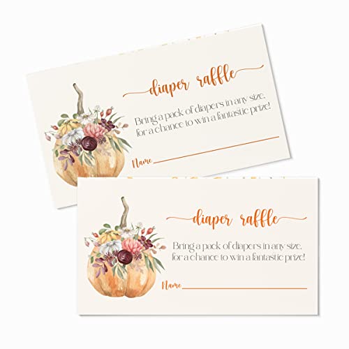 Pumpkin Diaper Raffle Tickets (25 Pack) Baby Shower Games Halloween – Floral Invitation Insert Cards – Guests Fill-In to Win Prize Drawings – Size 2×4 | The Storepaperoomates Retail Market - Fast Affordable Shopping