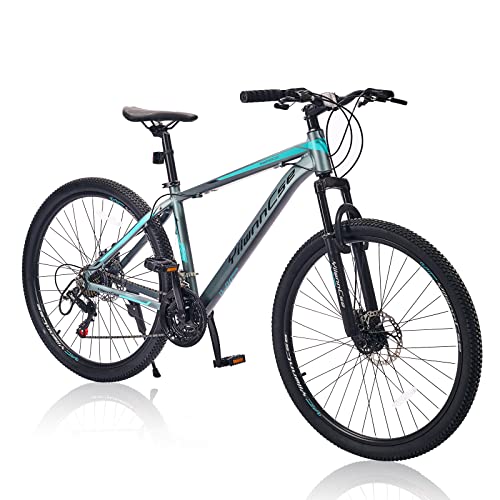 YilwnnCse 27.5 Inch Mountain Bike 21-Speed Bicycle, Aluminum Frame,Suspension Fork, Double Disc Brake (Gray)