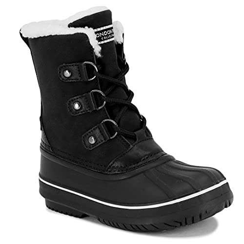 LONDON FOG Unisex Moorgate Cold Weather Warm Lined Snow Boot black ivory 8