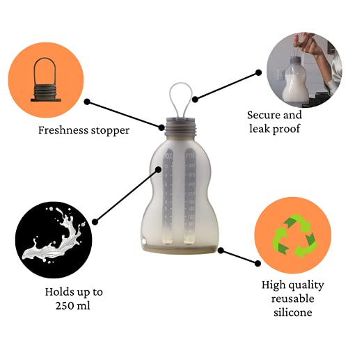 The Milk Mission Silicone Milk Storage Bag(5pk)- Reusable Breast Milk Freezer Bags for Breastfeeding,Breast Milk Saver,Storing Pouches,Breast Pump Accessories,Self Standing,Leak Proof,BPA Free | The Storepaperoomates Retail Market - Fast Affordable Shopping
