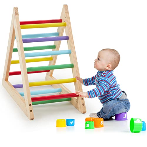 ECOTOUGE Kids Climber, Triangle Ladder for Toddlers, Wooden Activity Climbing, Safety Home Play Structure, Suitable for Children, Boys, Girls