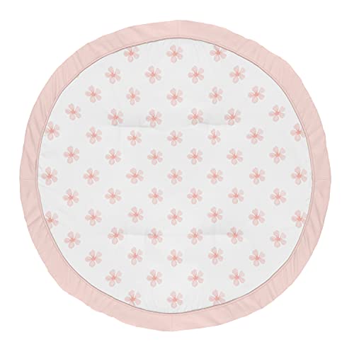 Sweet Jojo Designs Pink Flower Blossom Girl Baby Playmat Tummy Time Infant Play Mat – Blush Shabby Chic Farmhouse Daisy for Burgundy Watercolor Floral Collection