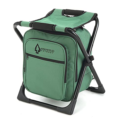 ARROWHEAD OUTDOOR Multi-Function 3-in-1 Compact Camp Chair: Backpack, Stool & Insulated Cooler, w/ External Pockets, Lightweight, Backpack, Storage Bag Included, Fishing, Hiking, Heavy-Duty, USA-Based