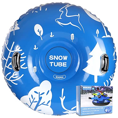 Snow Tube – Inflatable Snow Sled for Kids Adults, 48” Heavy-Duty Snow Sled with Sturdy Handles, Thickened Inflatable Snow Tube for Sledding Winter Outdoor Sport