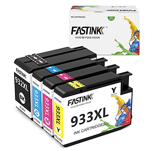 FASTINK Compatible Ink Cartridges Replacement for HP 932XL 933XL Work with HP Officejet 6600, 6700, 6100, 7110, 7510, 7610, 7612 Printer, 4 Combo Pack (Black , Cyan ,Magenta ,Yellow)