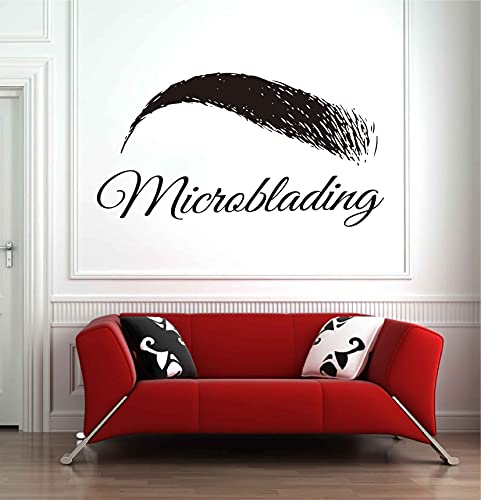Microblading Brows Decals Beauty Salon Wall Art Decal Window Stickers Sign Eyelashes Shop Mural LC1363 (Black)