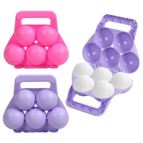 2 Pack Snowball Makers 5 in 1 Snowball Maker Portable Snowball Maker Tool with Handle for Snow Ball Fights Outdoor Winter Snow Sand Toys for Kids and Adults (Purple, Pink)