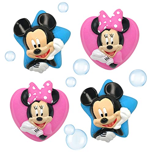 Disney Mickey and Minnie Squirt Toy Set for Childrens’ Bath Time Fun, Blue/Pink, 4 Piece