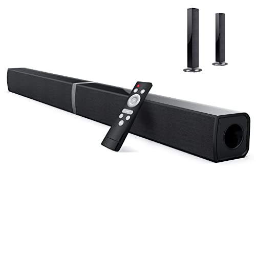 TV Sound Bar, MZEIBO Split Sound Bars for TV 50W 32inch Wired & Wireless Bluetooth Sound Bar Home Theater Audio Speakers with Optical/HDMI/AUX/Remote Control/Bases, Model KY-2020D