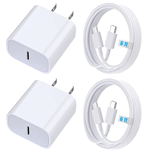 iPad Charger 20W USB C Fast Charger Cable 6.6ft Compatible for 2021/2020/2018 iPad Pro 12.9 Gen 5/4/3, iPad Pro 11 Gen 3/2/1, iPad Air 4,Samsung Galaxy S22,S21,S20, Pixel 5/3XL PD 3.0 Charger 2Pack