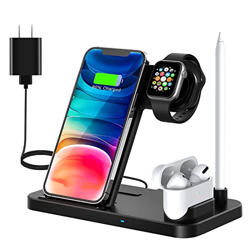 Wireless Charging Station – 4 in 1 Wireless Charger Charging Stand Compatible with iPhone 14 Plus Pro max 13 Pro max 12 Pro max SE 11pro X XR Xs Max 8 Plus – Apple Watch Series AirPods 1 2 3 Pro