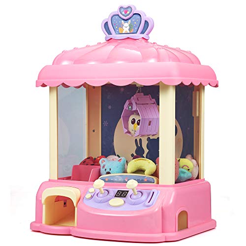 N/C Claw Machine C3,New Upgrade Claw Toy,Manual Mini Claw Machine, Intelligent System with Music and Lighting, Giving Children The Best Gift (Pink)