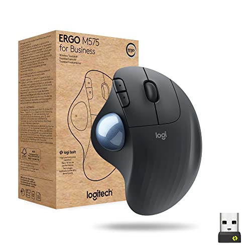 Logitech Ergo M575 Wireless Trackball Mouse for Business – Ergonomic Design, Secured Logi Bolt Technology, Bluetooth, Globally Certified, Windows/Mac/Chrome/Linux – Graphite