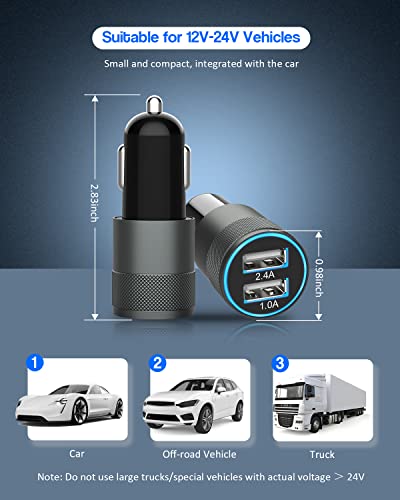 [Apple MFi Certified] iPhone Car Charger,3.4a Fast Charge Dual Port USB Cargador Carro Lighter Adapter USB Car Charger iPhone Metal Cigarette Lighter [2Pack] Lightning Cable for iPhone/iPad/Airpods | The Storepaperoomates Retail Market - Fast Affordable Shopping