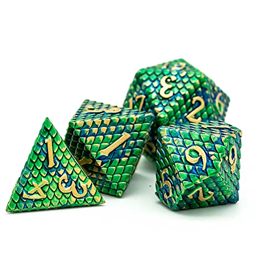 UDIXI DND Metal Dice Set, Polyhedral Dice Set for Role Playing Games, Metal D&D Dice for Dungeons and Dragons (Blue Green-Golden Number) | The Storepaperoomates Retail Market - Fast Affordable Shopping