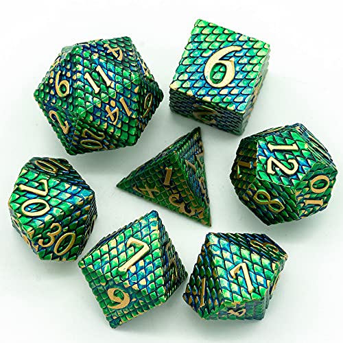UDIXI DND Metal Dice Set, Polyhedral Dice Set for Role Playing Games, Metal D&D Dice for Dungeons and Dragons (Blue Green-Golden Number) | The Storepaperoomates Retail Market - Fast Affordable Shopping