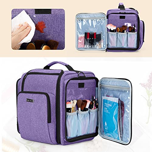 BAFASO Makeup Bag Cosmetic Bag with 4 Inner Removable Pouches, Multifunctional Travel Makeup Case (Patent Pending), Purple | The Storepaperoomates Retail Market - Fast Affordable Shopping