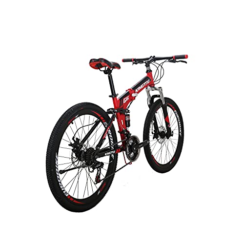 EUROBIKE XLX-G6 Folding Mountain Bike 26 Inch 21 Speed Double Disc Brake Full Suspension Adult Folding Bike MTB Bicycle for Mens,Womens (red Spoke Wheel) | The Storepaperoomates Retail Market - Fast Affordable Shopping