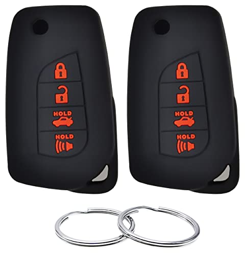 REPROTECTING Silicone Rubber Key Fob Cover Compatible with 2018-2021 Toyota RAV4 LE Camry LE SE Corolla LE SE C-HR Forruner HYQ12BFB HYQ12BBY (Suitable for Buttons with Eject/flip/fold Buttons)