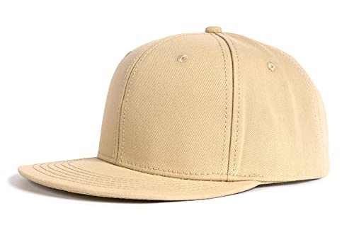 Zylioo Oversize XXL Snapback Cap,Flatbill Adjustable Plain Dad Hat for Big Heads,Classic Cotton Structured Sports Cap Khaki