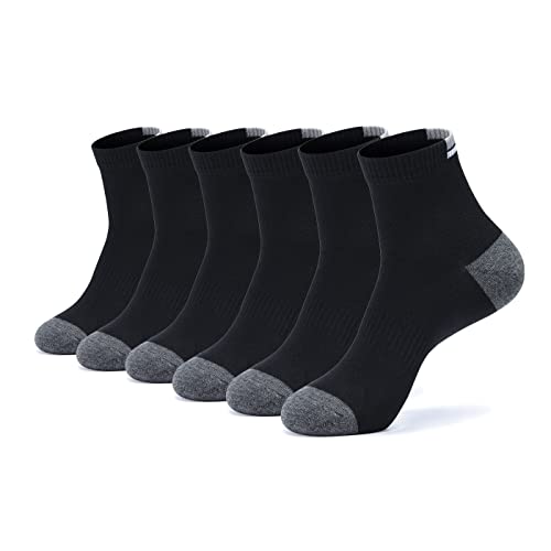 Men’s Athletic Socks 6 pairs Cotton Mens Quarter Socks Running Sports Ankle Socks for Men Black Breathable Ice Silk Summer Half Lightweight Ventilation Cooling Low Cut Athletic Thin Odor Resistant