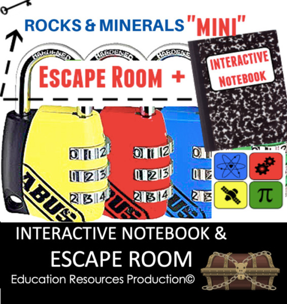 Rocks Minerals & Fossils Interactive Notebook & Escape Room Combination Bundle